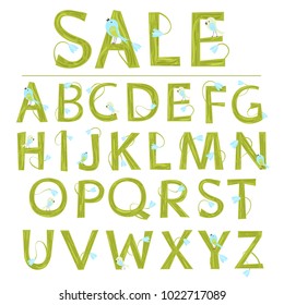 Vector cartoon set of alphabet spring season isolated on white background