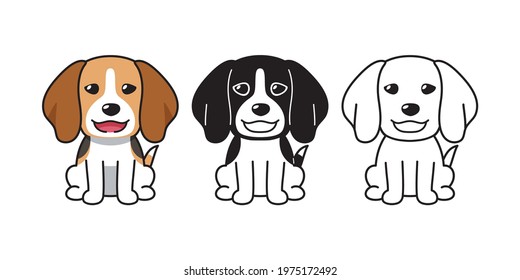 Vector Cartoon Set Of Beagle Dog For Design.