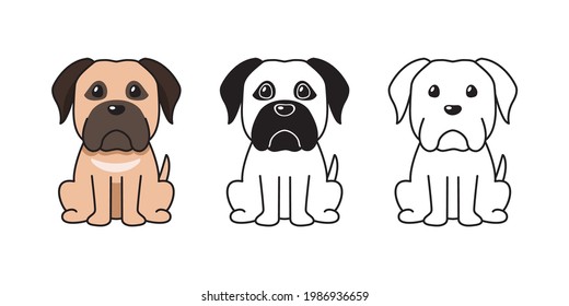 Vector cartoon set of big dog for design.