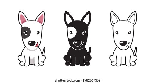 Vector cartoon set of bull terrier dog for design.