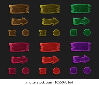 Vector cartoon set of buttons. Images for video, web, game, user interface.
