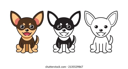 Vector cartoon set of chihuahua dog for design.