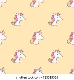 Vector cartoon set collection seamless pattern with unicorn