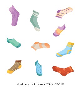 Vector cartoon set of colored warm socks