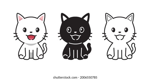 Vector cartoon set of cute cat for design.