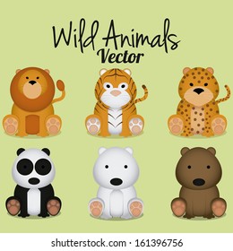 Vector Cartoon Set Of Cute Wild Animals Isolated