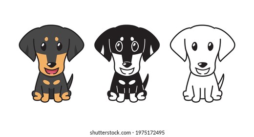 Vector cartoon set of dachshund dog for design.