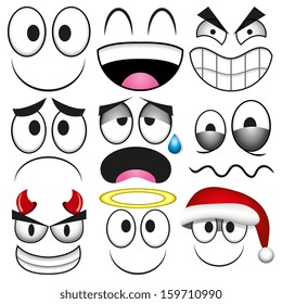 Vector Cartoon Set Of Different Cute Faces