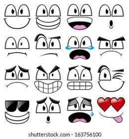 Vector Cartoon Set Of Different Cute Faces
