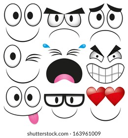 Vector Cartoon Set Of Different Cute Faces