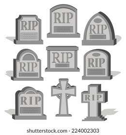 Vector Cartoon Set Of Different Graves Isolated