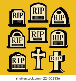 Vector Cartoon Set Of Different Graves Isolated
