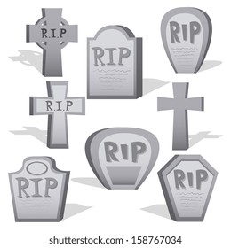 Vector Cartoon Set Of Different Gray Graves