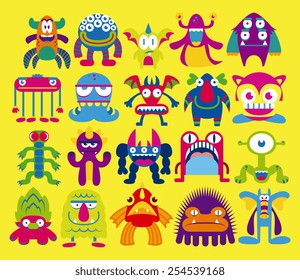 Vector Cartoon Set Of Different Monsters Isolated