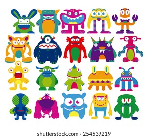 Vector Cartoon Set Of Different Monsters Isolated