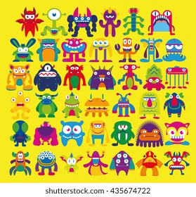 Vector Cartoon Set Of Different Monsters Isolated