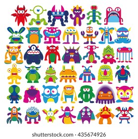 Vector Cartoon Set Of Different Monsters Isolated