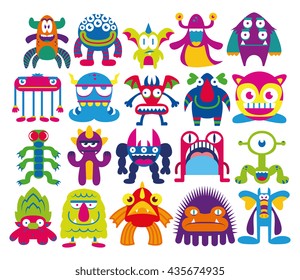 Vector Cartoon Set Of Different Monsters Isolated