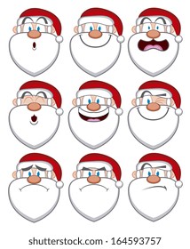 Vector Cartoon Set Of Different Santa Claus Faces