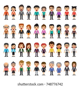 Vector cartoon set of diverse happy people.Cute and simple flat style.