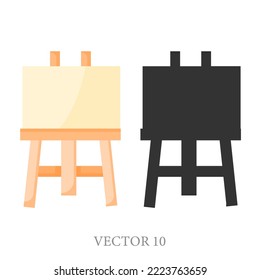 Vector cartoon set of easels for drawing. A design element for creativity