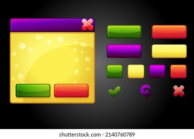 Vector cartoon set game ui buttons, UI