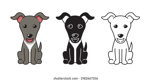 Juego de dibujos animados vectoriales de perro galgo para el diseño.