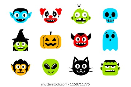 Conjunto De Monstruos De Halloween Aislados