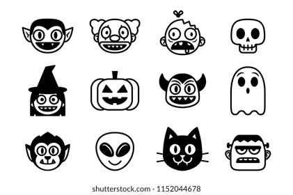 Vector Cartoon Set Of Halloween Monsters Isolated