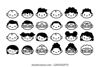 Vector Cartoon Set Of Icons Of People Of Different Ages