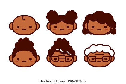 Vector Cartoon Set Of Icons Of People Of Different Ages