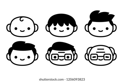 Vector Cartoon Set Of Icons Of People Of Different Ages