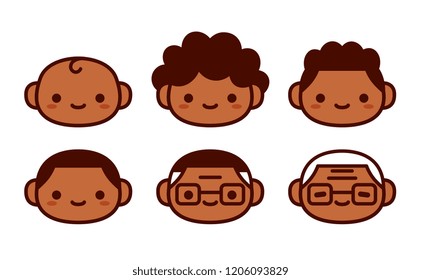 Vector Cartoon Set Of Icons Of People Of Different Ages