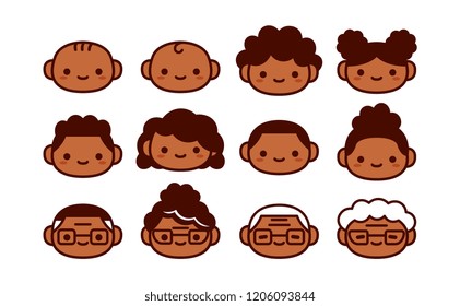 Vector Cartoon Set Of Icons Of People Of Different Ages