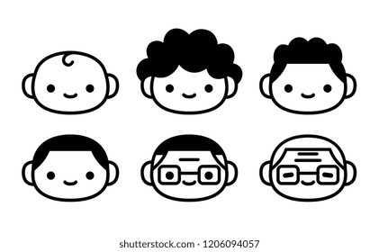 Vector Cartoon Set Of Icons Of People Of Different Ages