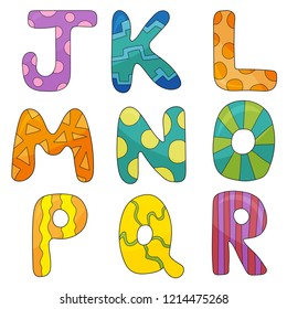 Vector cartoon set of isolated cartoon style, alphabet letters. Commercial font type design