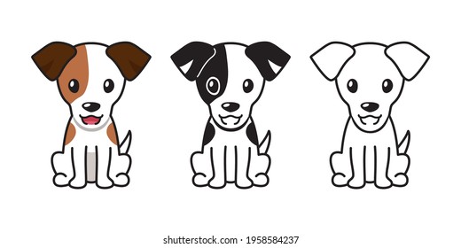 Vector cartoon set of jack russell terrier dog for design.