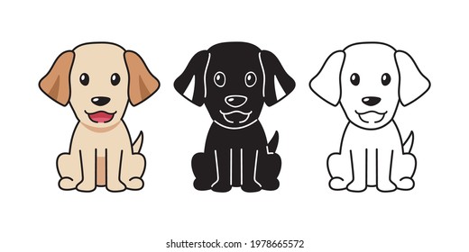 Vector cartoon set of labrador retriever dog for design.