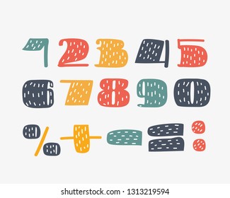 Vector cartoon of Set of numbers from one to zero in different colors on white background.