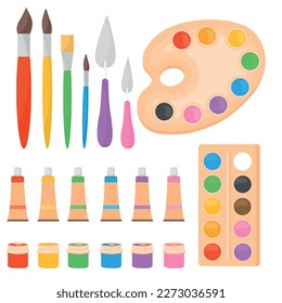 Juego de dibujos animados vectores de la papelería escolar. Una variedad de elementos educativos brillantes para su diseño. El concepto de estudio y trabajo.