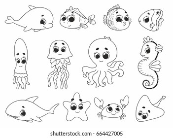 Sea Animal Outline Images, Stock Photos & Vectors | Shutterstock