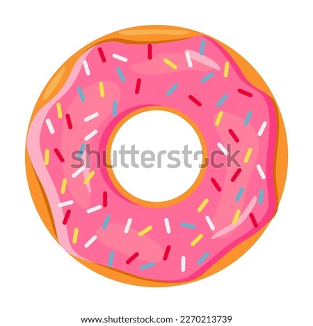 Vector cartoon set of sweet flour bakery products. Donuts. Juicy elements of delicious food for your design. Eps 10.