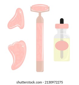 Vector cartoon set of tools for skin care isolated on white background