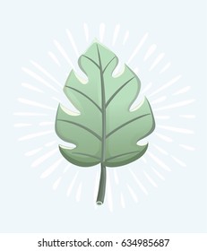 Vector cartoon set with tropical leaves. 