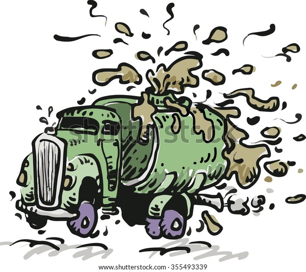 vector cartoon\
sewer drain service tank\
truck