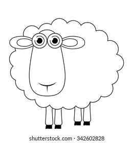 Vector cartoon sheep illustration. Can be used for coloring book