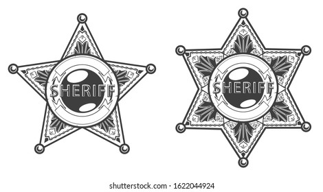 Vector cartoon sheriff star, vector illustration isolated on white background svg
