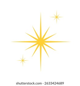 Vector de dibujos animados brillantes destellos brillantes aislados sobre fondo blanco.