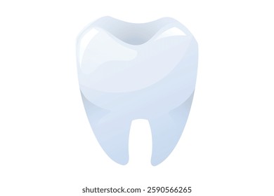 Vector cartoon Shiny white tooth isolated on a white background. Clean and healthy molar illustration for dental care, oral hygiene, and stomatology concepts.