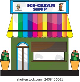Ilustración vectorial de la tienda de dibujos animados.
